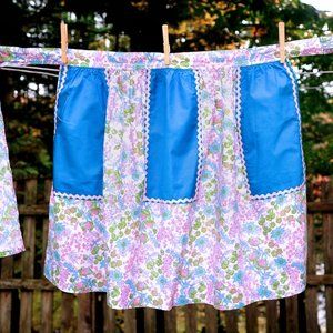VTG Pink, Lavender & Blue Floral Hostess Apron
